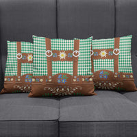 Lederhosen Oktoberfest Pillow Cover Green Edelweiss Floral Polka Dots - Wonder Print Shop