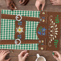Lederhosen Oktoberfest Puzzle Green Edelweiss Floral Polka Dots - Wonder Print Shop
