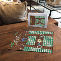 Lederhosen Oktoberfest Puzzle Green Edelweiss Floral Polka Dots - Wonder Print Shop