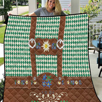 Lederhosen Oktoberfest Quilt Green Edelweiss Floral Polka Dots - Wonder Print Shop