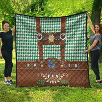 Lederhosen Oktoberfest Quilt Green Edelweiss Floral Polka Dots - Wonder Print Shop