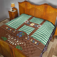 Lederhosen Oktoberfest Quilt Green Edelweiss Floral Polka Dots - Wonder Print Shop