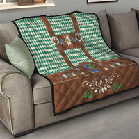 Lederhosen Oktoberfest Quilt Green Edelweiss Floral Polka Dots - Wonder Print Shop