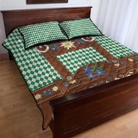 Lederhosen Oktoberfest Quilt Bed Set Green Edelweiss Floral Polka Dots - Wonder Print Shop