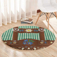 Lederhosen Oktoberfest Round Carpet Green Edelweiss Floral Polka Dots - Wonder Print Shop