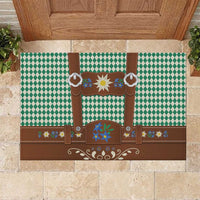 Lederhosen Oktoberfest Rubber Doormat Green Edelweiss Floral Polka Dots - Wonder Print Shop