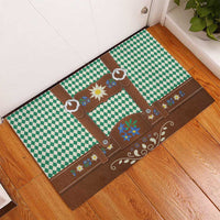 Lederhosen Oktoberfest Rubber Doormat Green Edelweiss Floral Polka Dots - Wonder Print Shop