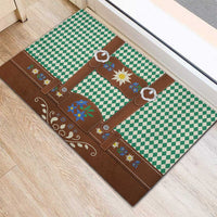 Lederhosen Oktoberfest Rubber Doormat Green Edelweiss Floral Polka Dots - Wonder Print Shop