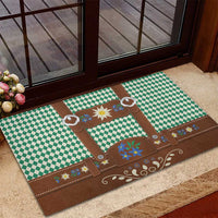 Lederhosen Oktoberfest Rubber Doormat Green Edelweiss Floral Polka Dots - Wonder Print Shop