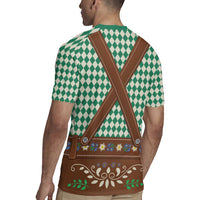 Lederhosen Oktoberfest Rugby Jersey Green Edelweiss Floral Polka Dots - Wonder Print Shop