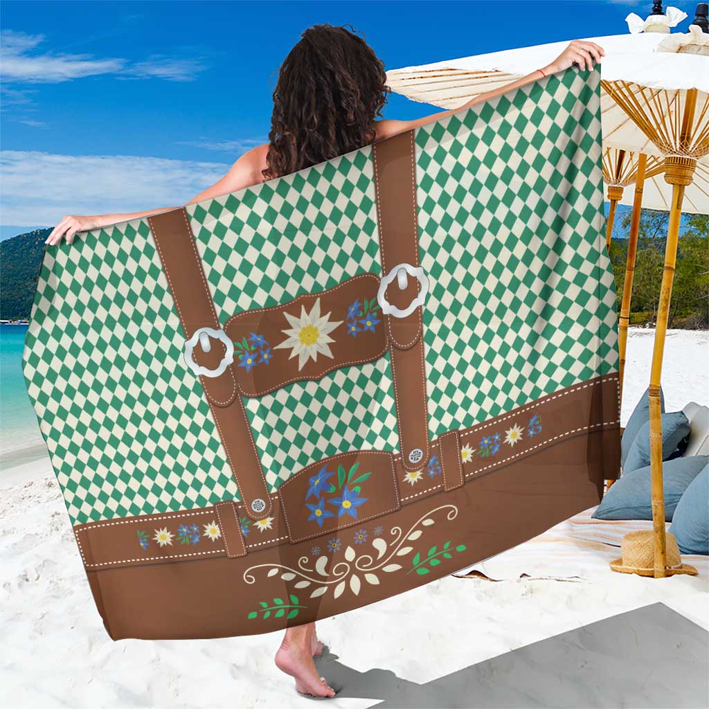 Lederhosen Oktoberfest Sarong Green Edelweiss Floral Polka Dots - Wonder Print Shop