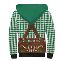 Lederhosen Oktoberfest Sherpa Hoodie Green Edelweiss Floral Polka Dots - Wonder Print Shop