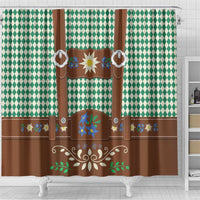 Lederhosen Oktoberfest Shower Curtain Green Edelweiss Floral Polka Dots - Wonder Print Shop