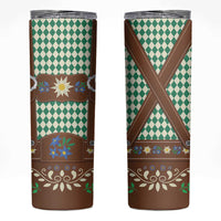 Lederhosen Oktoberfest Skinny Tumbler Green Edelweiss Floral Polka Dots - Wonder Print Shop