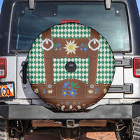 Lederhosen Oktoberfest Spare Tire Cover Green Edelweiss Floral Polka Dots - Wonder Print Shop
