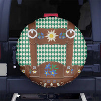 Lederhosen Oktoberfest Spare Tire Cover Green Edelweiss Floral Polka Dots - Wonder Print Shop