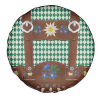 Lederhosen Oktoberfest Spare Tire Cover Green Edelweiss Floral Polka Dots - Wonder Print Shop