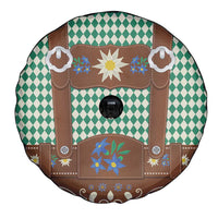 Lederhosen Oktoberfest Spare Tire Cover Green Edelweiss Floral Polka Dots - Wonder Print Shop