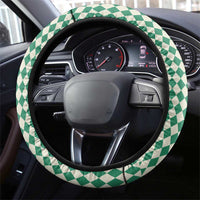 Lederhosen Oktoberfest Steering Wheel Cover Green Edelweiss Floral Polka Dots - Wonder Print Shop