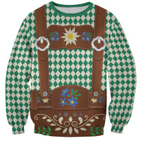 Lederhosen Oktoberfest Sweatshirt Green Edelweiss Floral Polka Dots - Wonder Print Shop