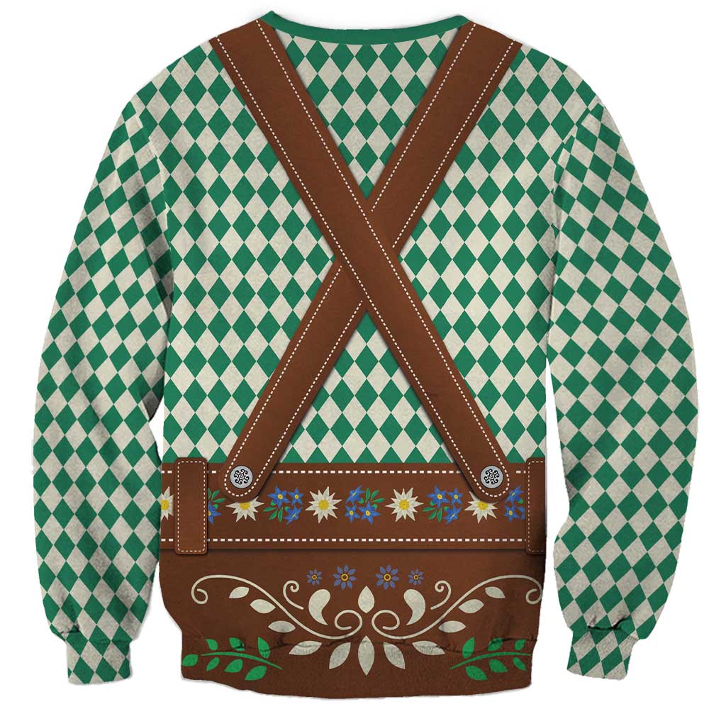 Lederhosen Oktoberfest Sweatshirt Green Edelweiss Floral Polka Dots - Wonder Print Shop