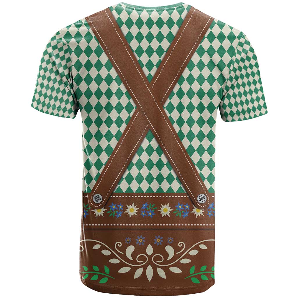 Lederhosen Oktoberfest T Shirt Green Edelweiss Floral Polka Dots - Wonder Print Shop