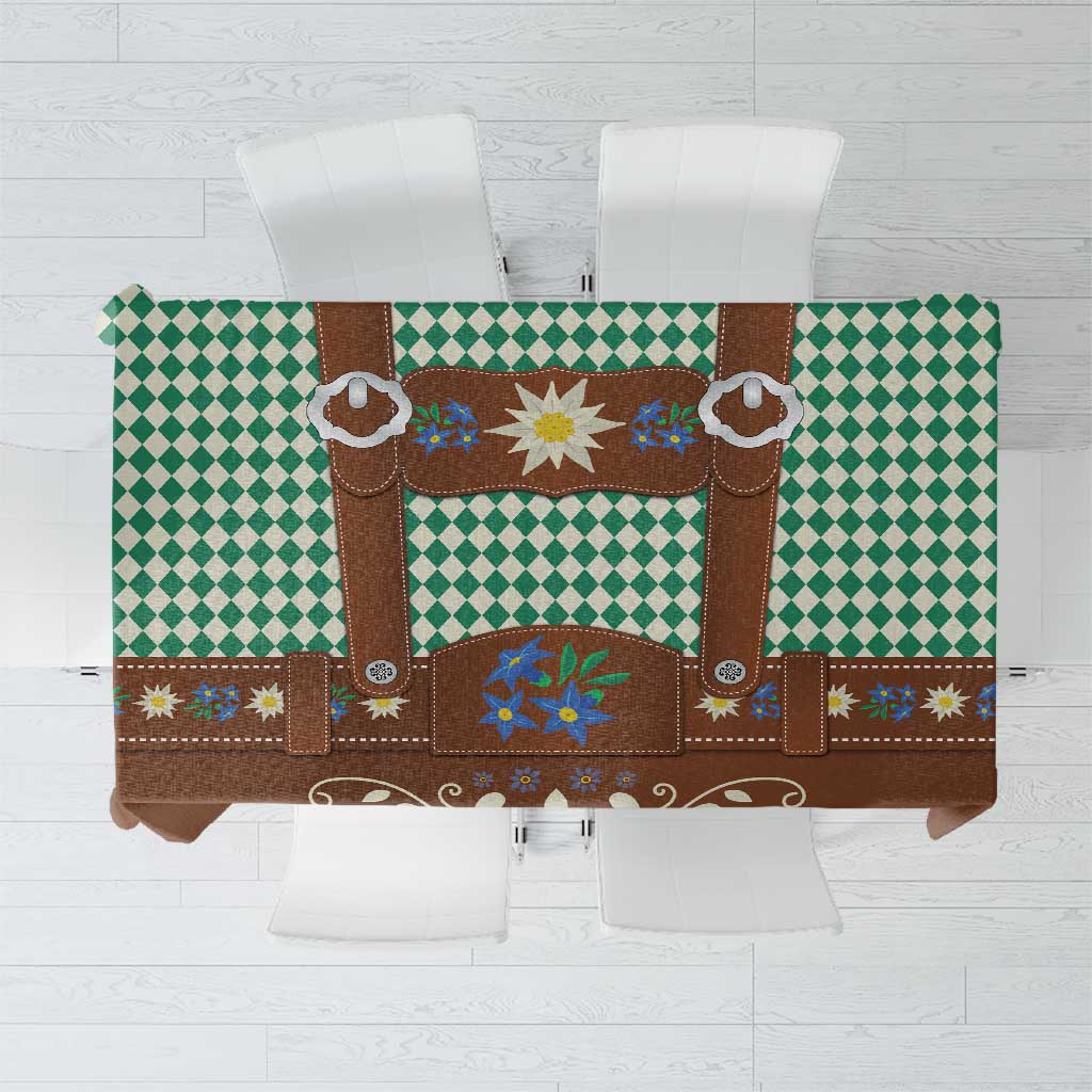 Lederhosen Oktoberfest Tablecloth Green Edelweiss Floral Polka Dots - Wonder Print Shop