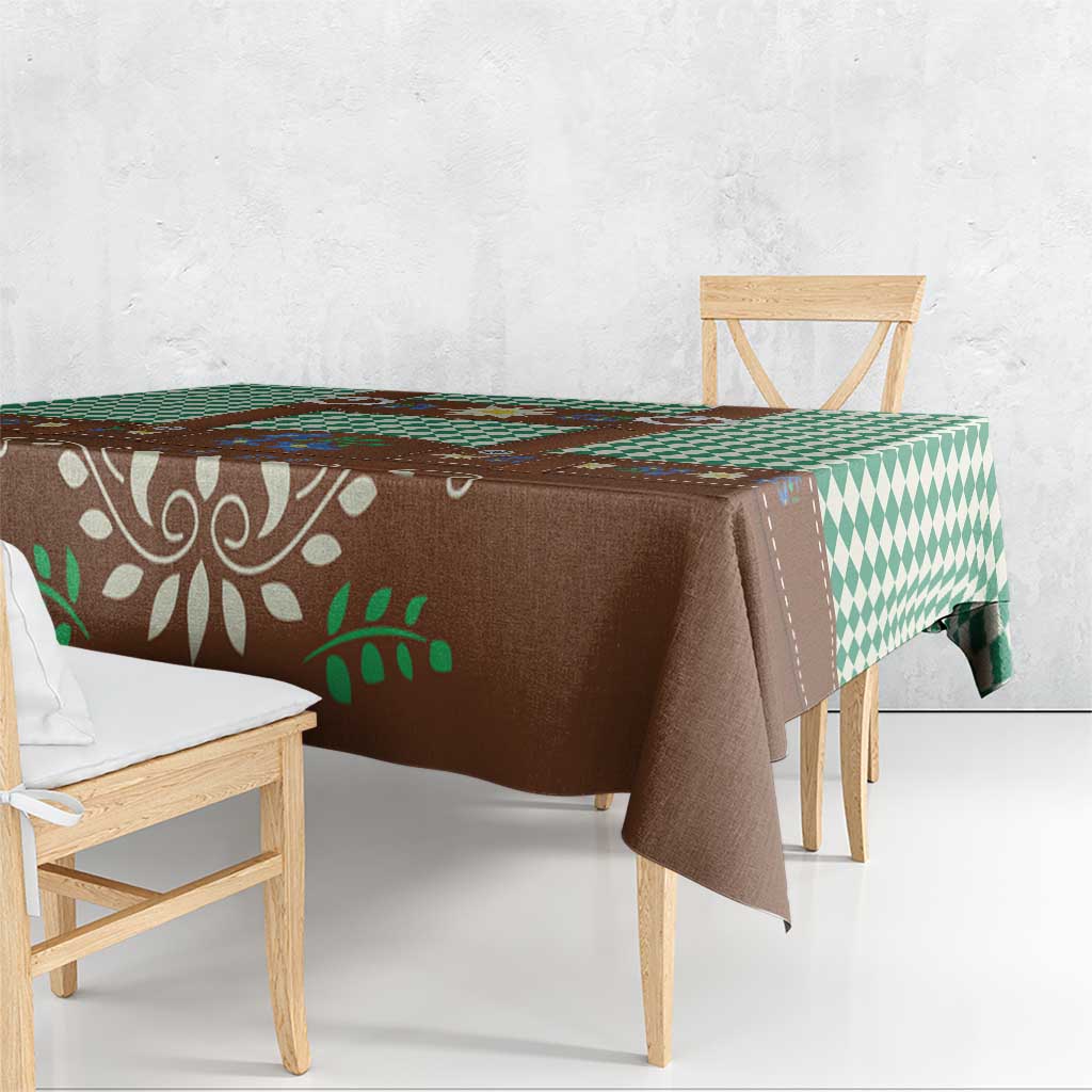 Lederhosen Oktoberfest Tablecloth Green Edelweiss Floral Polka Dots - Wonder Print Shop