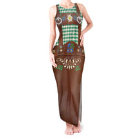 Lederhosen Oktoberfest Tank Maxi Dress Green Edelweiss Floral Polka Dots - Wonder Print Shop