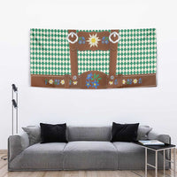 Lederhosen Oktoberfest Tapestry Green Edelweiss Floral Polka Dots - Wonder Print Shop