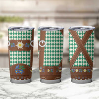 Lederhosen Oktoberfest Tumbler Cup Green Edelweiss Floral Polka Dots - Wonder Print Shop