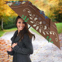 Lederhosen Oktoberfest Umbrella Green Edelweiss Floral Polka Dots - Wonder Print Shop