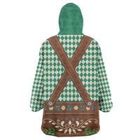 Lederhosen Oktoberfest Wearable Blanket Hoodie Green Edelweiss Floral Polka Dots - Wonder Print Shop