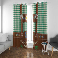 Lederhosen Oktoberfest Window Curtain Green Edelweiss Floral Polka Dots - Wonder Print Shop