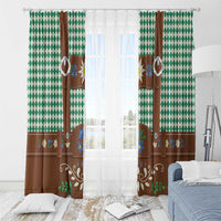 Lederhosen Oktoberfest Window Curtain Green Edelweiss Floral Polka Dots - Wonder Print Shop