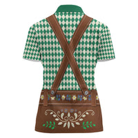 Lederhosen Oktoberfest Women Polo Shirt Green Edelweiss Floral Polka Dots - Wonder Print Shop