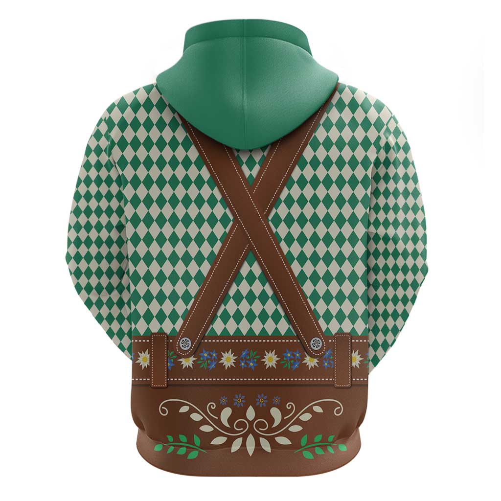 Lederhosen Oktoberfest Zip Hoodie Green Edelweiss Floral Polka Dots - Wonder Print Shop