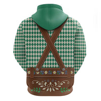 Lederhosen Oktoberfest Zip Hoodie Green Edelweiss Floral Polka Dots - Wonder Print Shop
