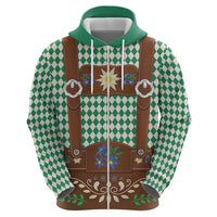 Lederhosen Oktoberfest Zip Hoodie Green Edelweiss Floral Polka Dots - Wonder Print Shop
