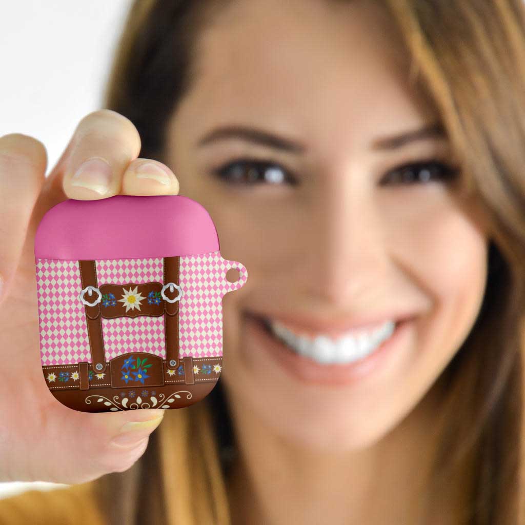 Lederhosen Oktoberfest AirPods Case Pink Edelweiss Floral Polka Dots - Wonder Print Shop