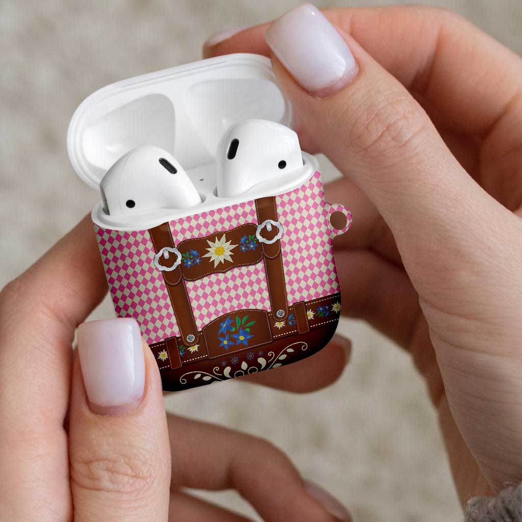 Lederhosen Oktoberfest AirPods Case Pink Edelweiss Floral Polka Dots - Wonder Print Shop