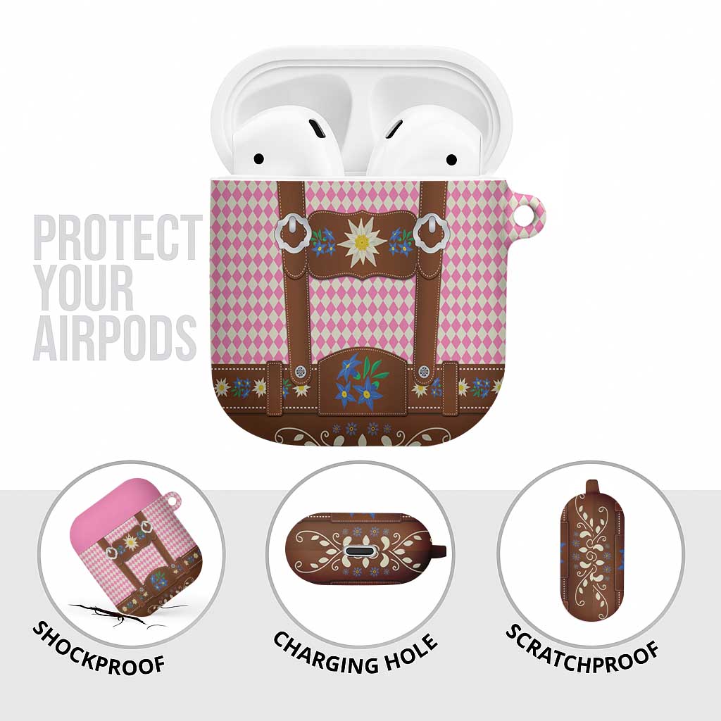 Lederhosen Oktoberfest AirPods Case Pink Edelweiss Floral Polka Dots - Wonder Print Shop