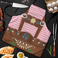 Lederhosen Oktoberfest Apron Pink Edelweiss Floral Polka Dots - Wonder Print Shop
