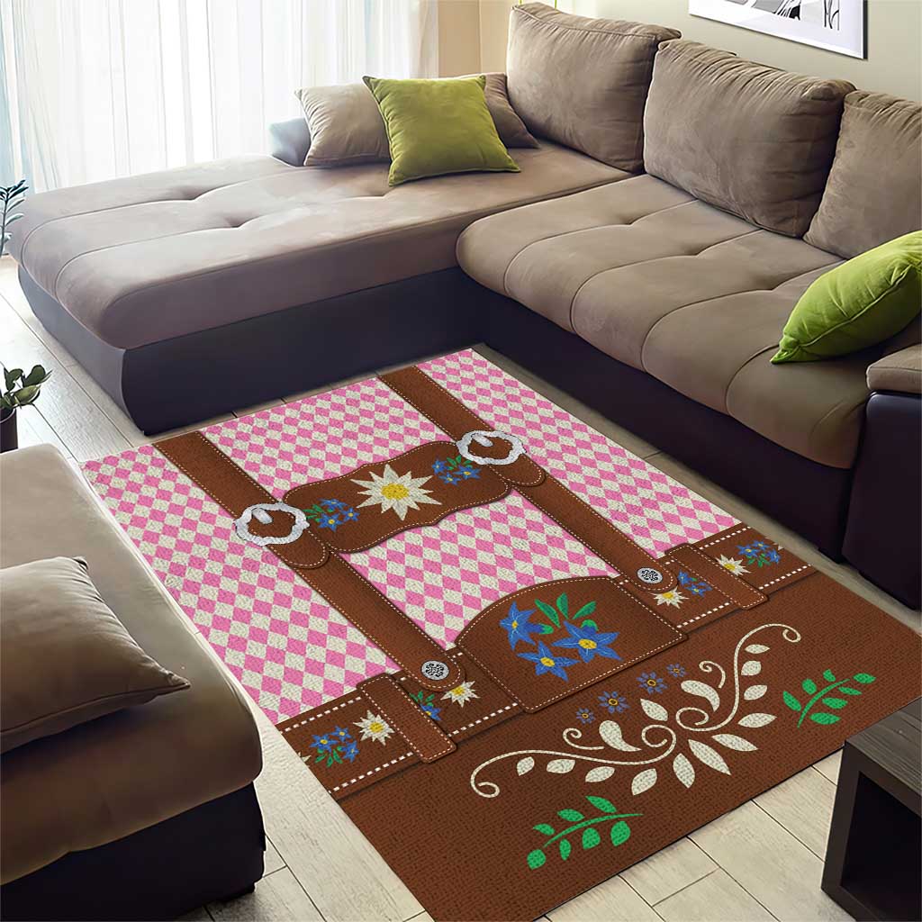 Lederhosen Oktoberfest Area Rug Pink Edelweiss Floral Polka Dots - Wonder Print Shop
