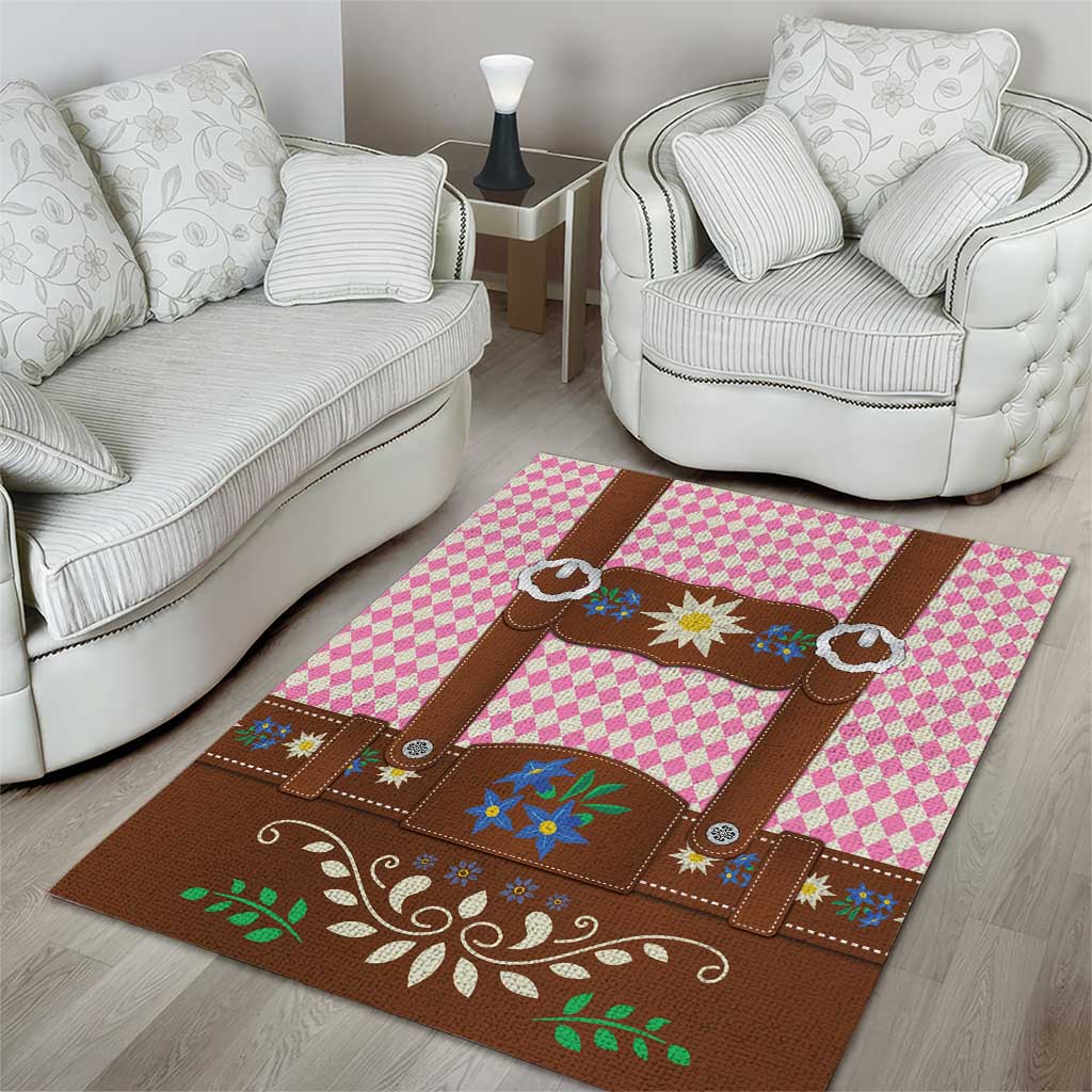 Lederhosen Oktoberfest Area Rug Pink Edelweiss Floral Polka Dots - Wonder Print Shop