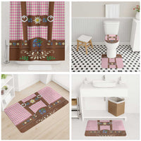 Lederhosen Oktoberfest Bathroom Set Pink Edelweiss Floral Polka Dots - Wonder Print Shop
