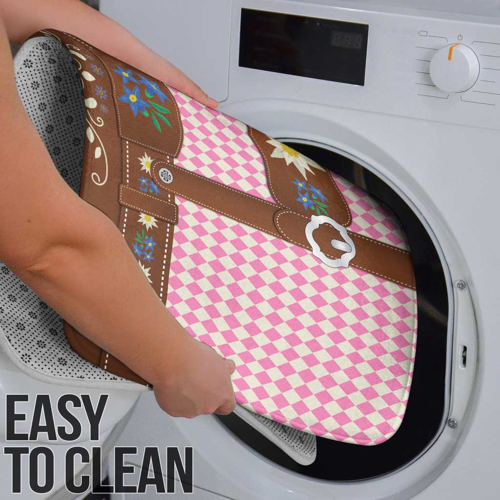 Lederhosen Oktoberfest Bathroom Set Pink Edelweiss Floral Polka Dots - Wonder Print Shop