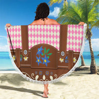 Lederhosen Oktoberfest Beach Blanket Pink Edelweiss Floral Polka Dots - Wonder Print Shop