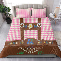 Lederhosen Oktoberfest Bedding Set Pink Edelweiss Floral Polka Dots - Wonder Print Shop