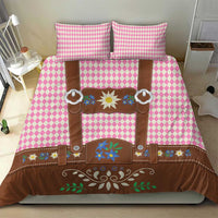 Lederhosen Oktoberfest Bedding Set Pink Edelweiss Floral Polka Dots - Wonder Print Shop